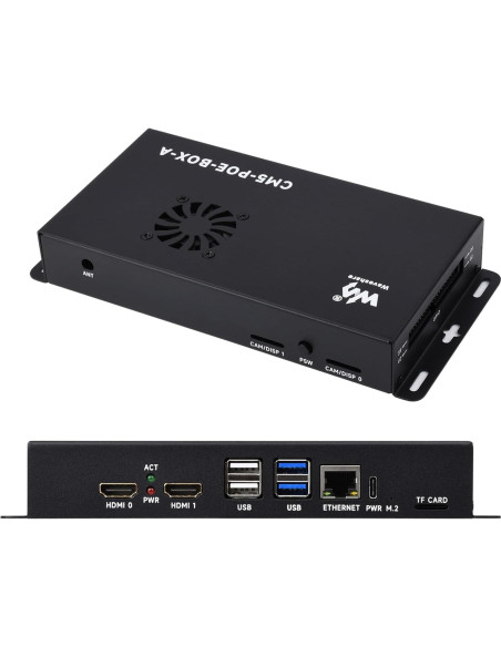 Kit Compute Module 5 Wonrabai con Placa IO y PoE, Ventilador