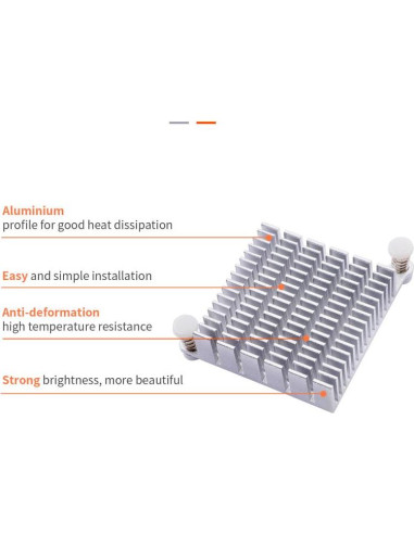 Disipador de Aluminio Orange Pi 5 Plus 50mm x 46mm x 12.6mm