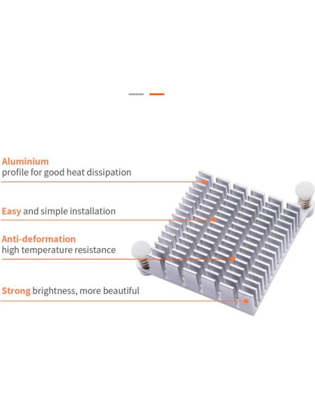 Disipador de Aluminio Orange Pi 5 Plus 50mm x 46mm x 12.6mm