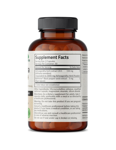 Futurebiotics Ashwagandha Extra Fuerte 100 Cápsulas Vegetarianas