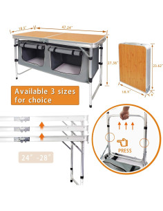 Mesa Plegable de Aluminio Camp Field 120x47 cm para Camping 2