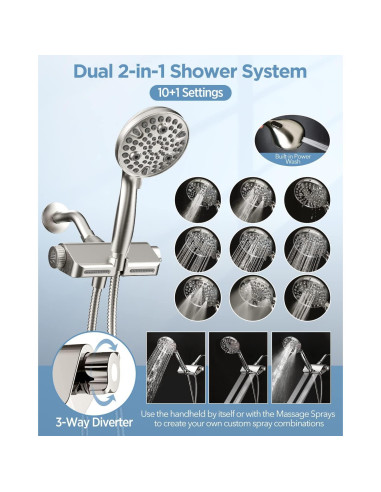 Cabezal de Ducha Filtrado MakeFit con Manguera 200 cm 10 Modos