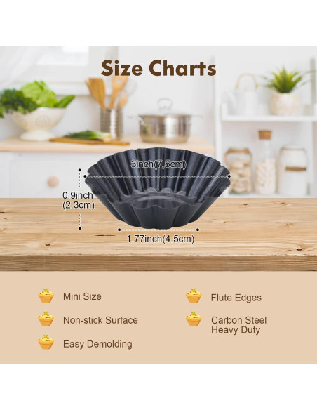 Moldes para Tartas RICHSC-PAN 12 PCS Antiadherentes 7.6 cm Moldes para Tartas RICHSC-PAN 12 PCS Antiadherentes 7.6 cm