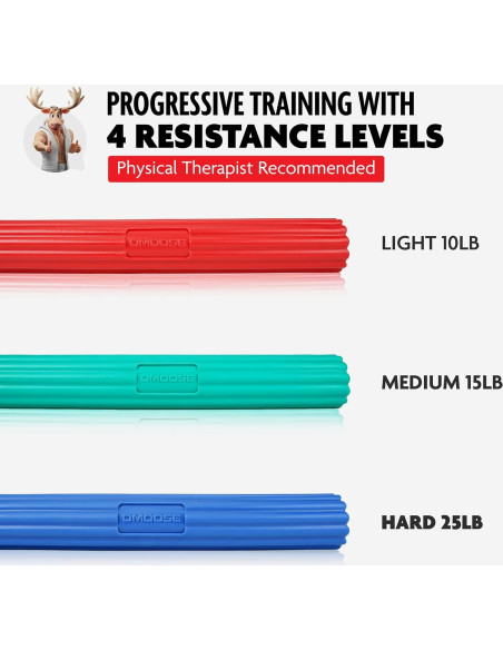 Barra de Resistencia DMoose Fitness para Terapia Física - 4 Niveles