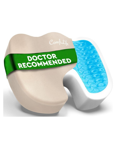 Almohadilla de Asiento ComfiLife Gel Espuma Memoria Beige 44.5x34.8cm