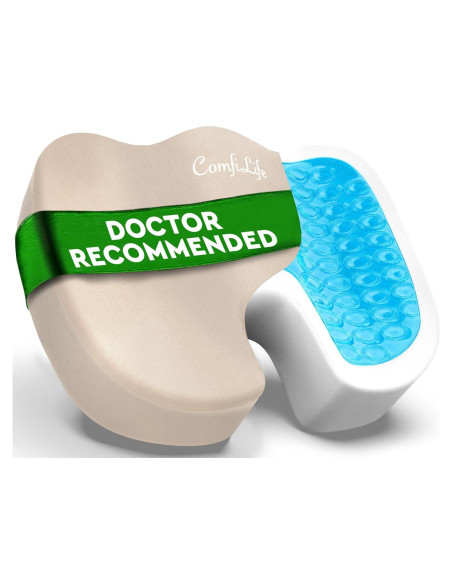 Almohadilla de Asiento ComfiLife Gel Espuma Memoria Beige 44.5x34.8cm