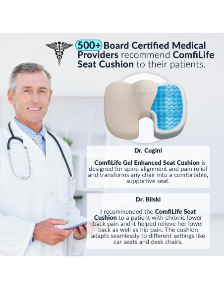 Almohadilla de Asiento ComfiLife Gel Espuma Memoria Beige 44.5x34.8cm