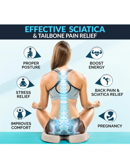 Almohadilla de Asiento ComfiLife Gel Espuma Memoria Beige 44.5x34.8cm