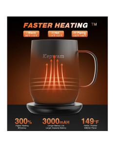 Taza de café autocalentable Kepwam 16oz control temperatura 2