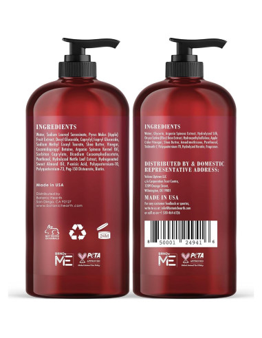 Juego de Champú y Acondicionador Botanic Hearth 473 ml - Vinagre de Manzana, Sin Sulfatos, Para Todo Tipo de Cabello