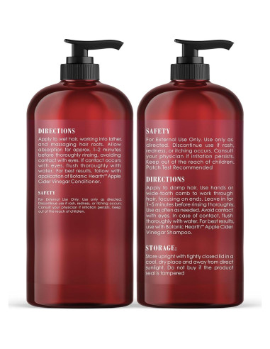 Juego de Champú y Acondicionador Botanic Hearth 473 ml - Vinagre de Manzana, Sin Sulfatos, Para Todo Tipo de Cabello