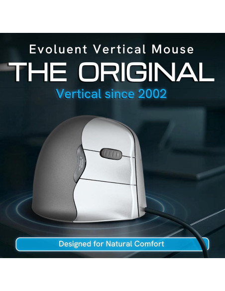 Ratón Vertical Evoluent VM4R Ergonómico con Cable USB 204g