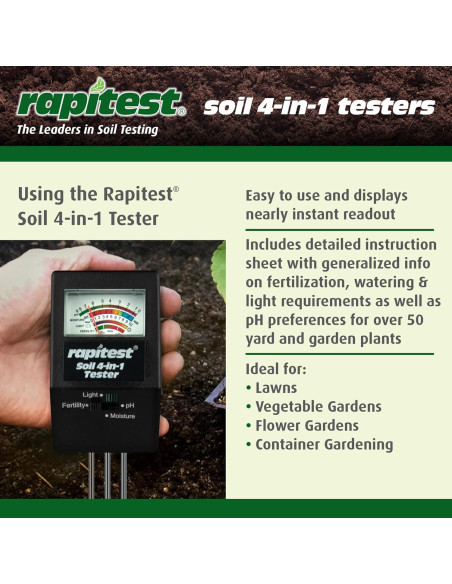 Medidor 4-en-1 Luster Leaf 1818 pH Humedad Luz Suelo