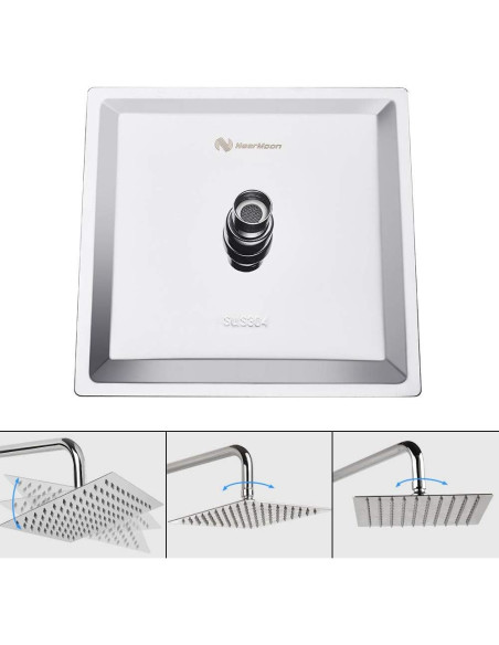 Cabezal de Ducha Cuadrado NearMoon 20.32 cm Acero Inoxidable Cromo