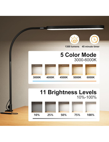 Lámpara de Escritorio LED SKYLEO 12W Cuello de Ganso 85cm