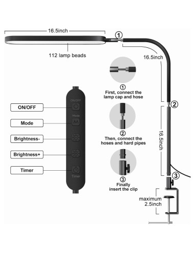 Lámpara de Escritorio LED SKYLEO 12W Cuello de Ganso 85cm