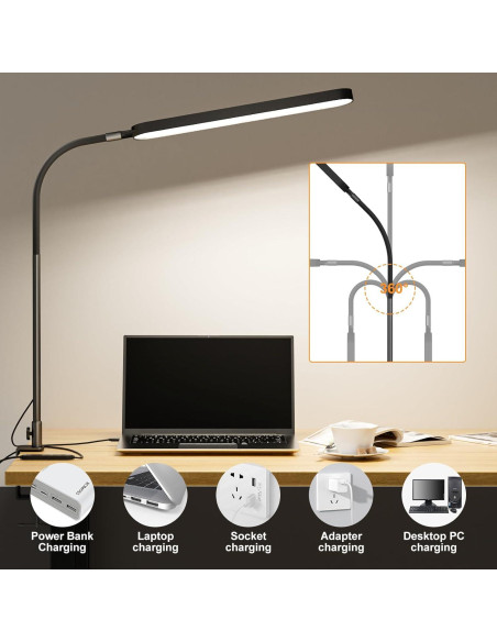 Lámpara de Escritorio LED SKYLEO 12W Cuello de Ganso 85cm