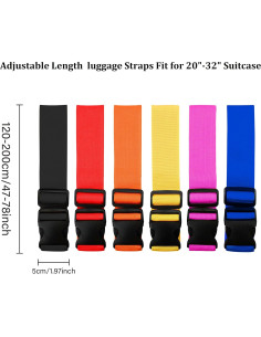 Correas de Equipaje Ajustables Jcpmcxs 2 Pack Negro 120-200 cm 2