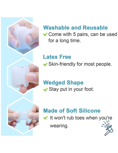 Separadores de Dedos Ortopédicos Povihome - 10 Piezas Talla L