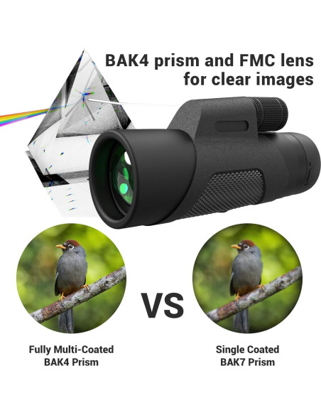Telescopio Monocular 12x42 AMITHER Compacto HD para Aves