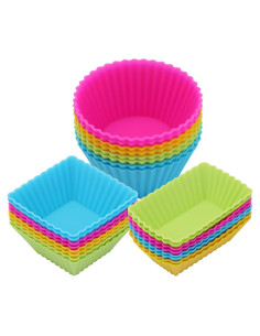 24 Tazas de Silicona Reutilizables SAWNZC para Muffin - Colorido