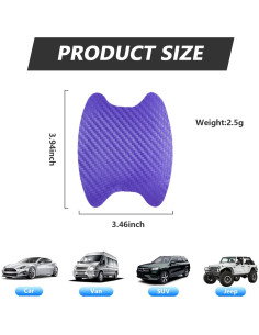 Calcomanías de Manija de Puerta Kewucn 4PCS Carbono Púrpura 2