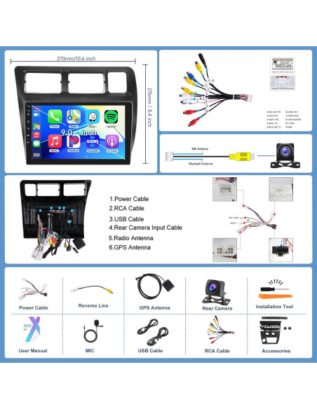 Estéreo de Coche Android 9" METEESER para Toyota Corolla 1991-1997