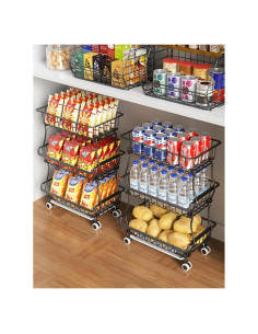 Carro de Almacenamiento Rodante OKZEST 3 Niveles Negro