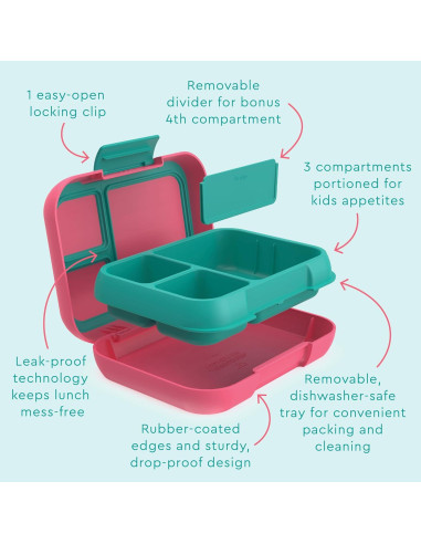 Bentgo Pop Caja de Almuerzo 5 Tazas Coral Teal a Prueba de Fugas
