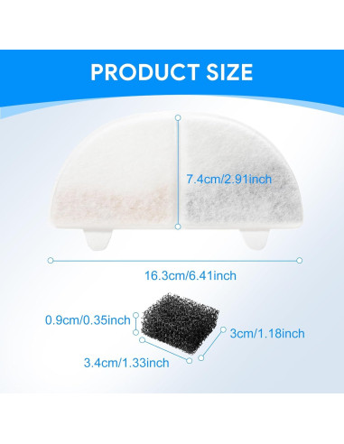 Filtro de Reemplazo para Fuente de Agua para Gatos MyfatBOSS WF20 - Paquete de 6