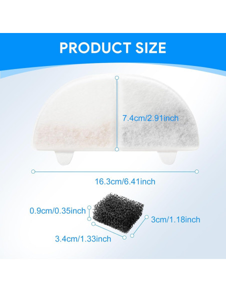 Filtro de Reemplazo para Fuente de Agua para Gatos MyfatBOSS WF20 - Paquete de 6