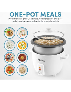 Olla Arrocera Aroma ARC-368NG 4 Qt Blanca 16 Tazas Cocidas 2