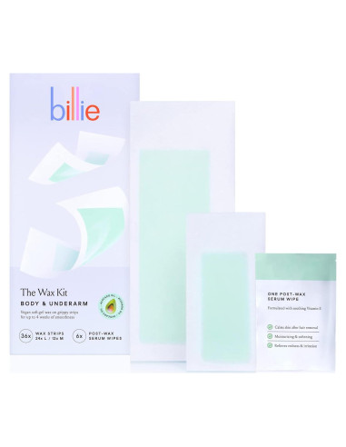 Kit de Cera Billie para Cuerpo y Axilas - 36 Tiras + Toallitas