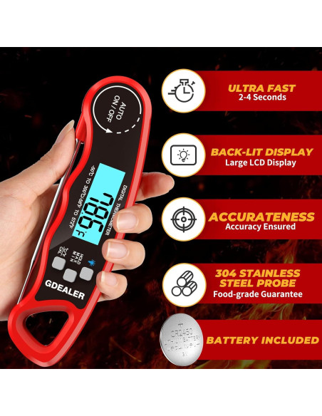 Termómetro Digital de Carne GDEALER Impermeable 300C Rápido