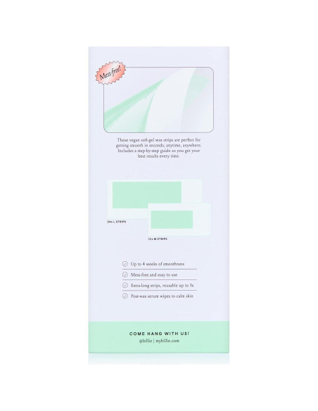 Kit de Cera Billie para Cuerpo y Axilas - 36 Tiras + Toallitas