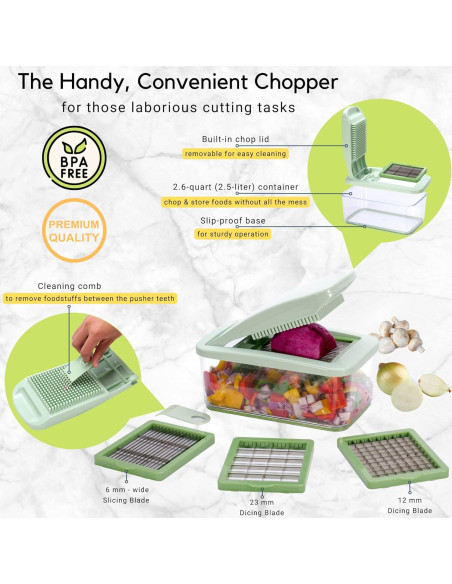 Picador de Alimentos Brieftons QuickPush 3 Cuchillas 2.6L