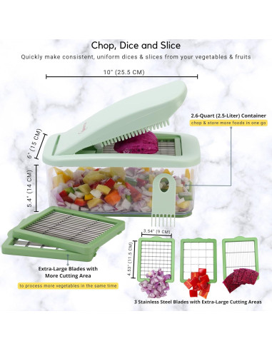 Picador de Alimentos Brieftons QuickPush 3 Cuchillas 2.6L