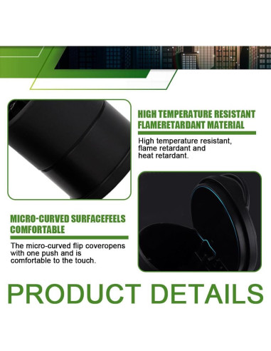 Cenicero de coche PACLVIO con tapa, portátil y desmontable