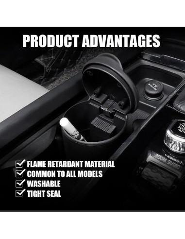 Cenicero de coche PACLVIO con tapa, portátil y desmontable