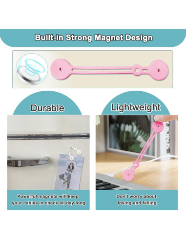 Correas Magnéticas de Silicona Xuuza para Organización de Cables - 10 Piezas