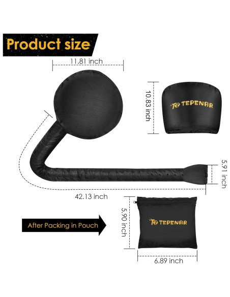 Capucha para Secador de Pelo TEPENAR Grande Ajustable - Negro