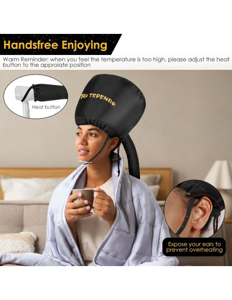 Capucha para Secador de Pelo TEPENAR Grande Ajustable - Negro