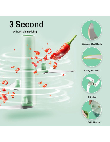 Cortador de Verduras Manual QDGMXIV con Contenedor 10.16 cm