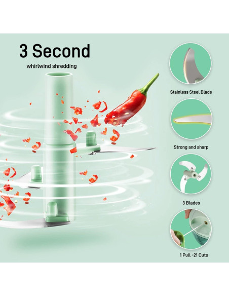 Cortador de Verduras Manual QDGMXIV con Contenedor 10.16 cm