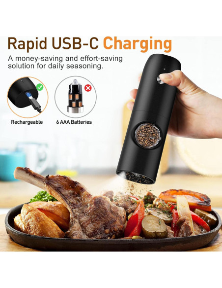Juego de Molinillos Eléctricos de Sal y Pimienta FRTONYI 70ml