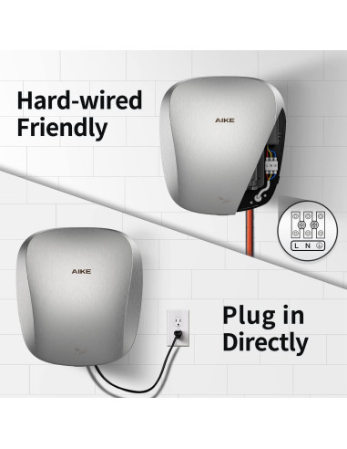 Secador de Manos AIKE AK2903 Acero Inoxidable 1400W HEPA