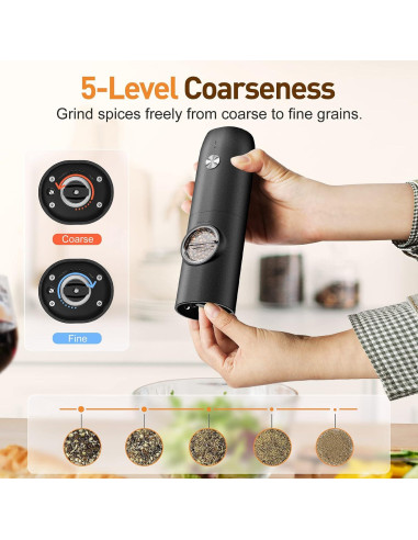 Juego de Molinillos Eléctricos de Sal y Pimienta FRTONYI 70ml