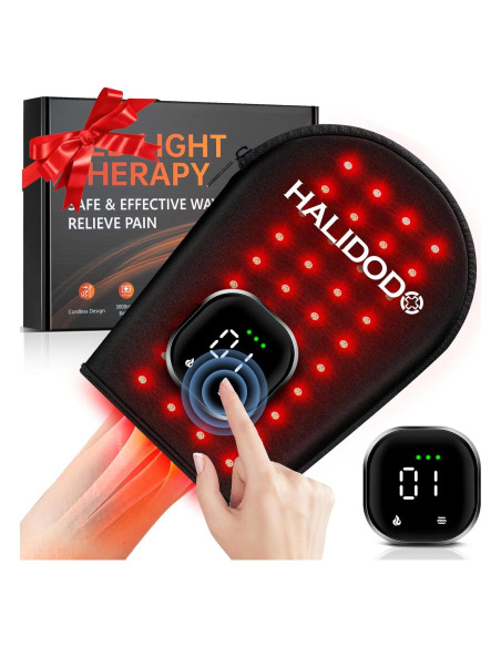 Guante de Terapia de Luz Roja HALIDODO Inalámbrico 5 Modos
