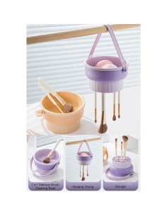 Alfombrilla de limpieza de brochas 3 en 1 UPTOZOBLY Caqui 2