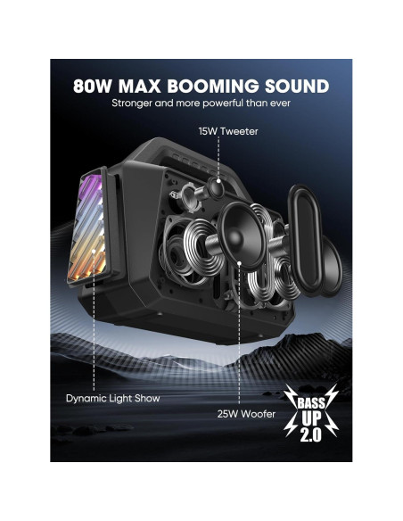 Altavoz Bluetooth TPWIN-S01 80W Portátil Impermeable 20H